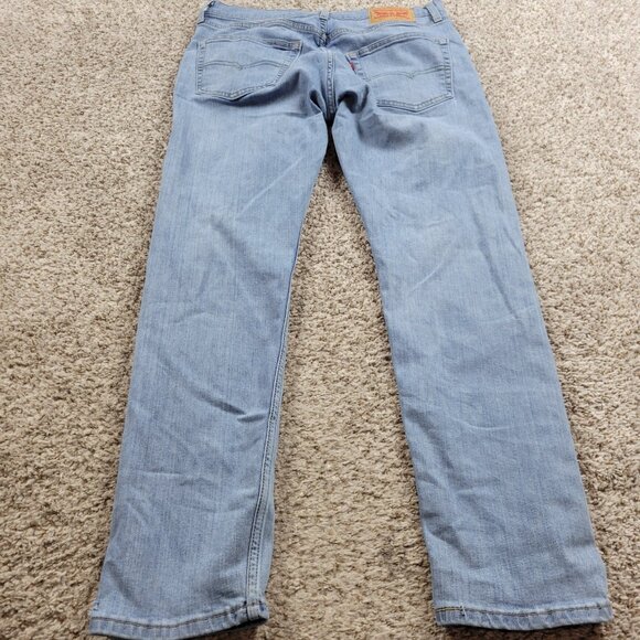 Levis 502 Jeans Mens 33x30 Tag 33x32 Blue Tapered Denim Flaw - Picture 4 of 8
